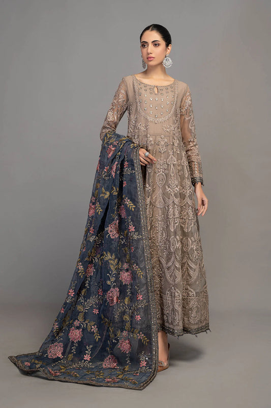 Grey Embroidered Froak with Trouser