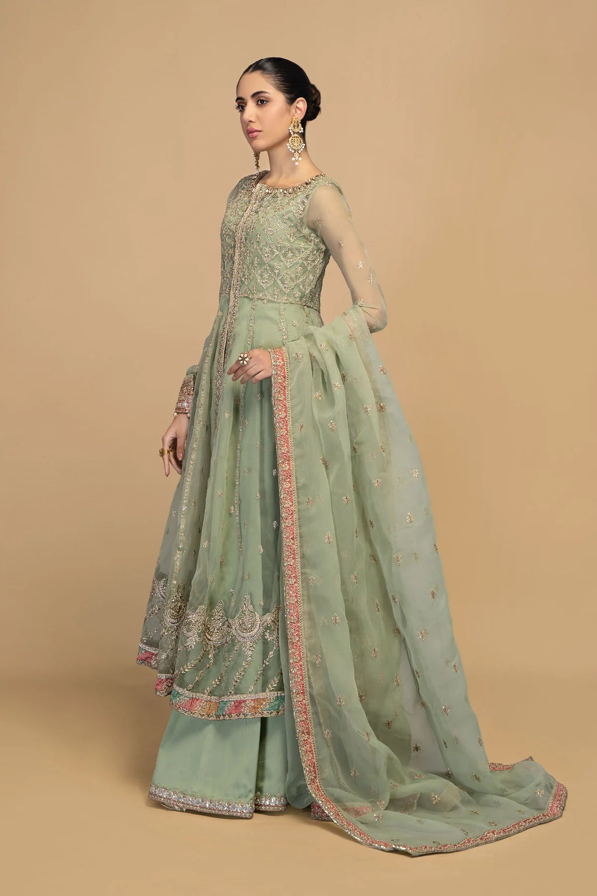 Green Open Shirt Frock