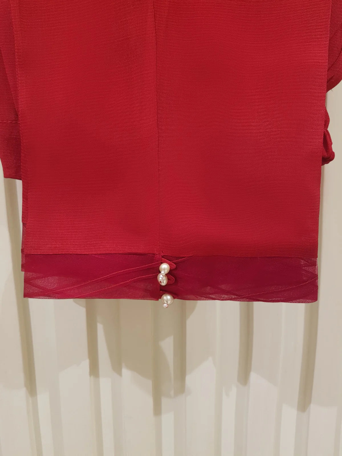 Red Heavily Embroidered Chiffon Suit