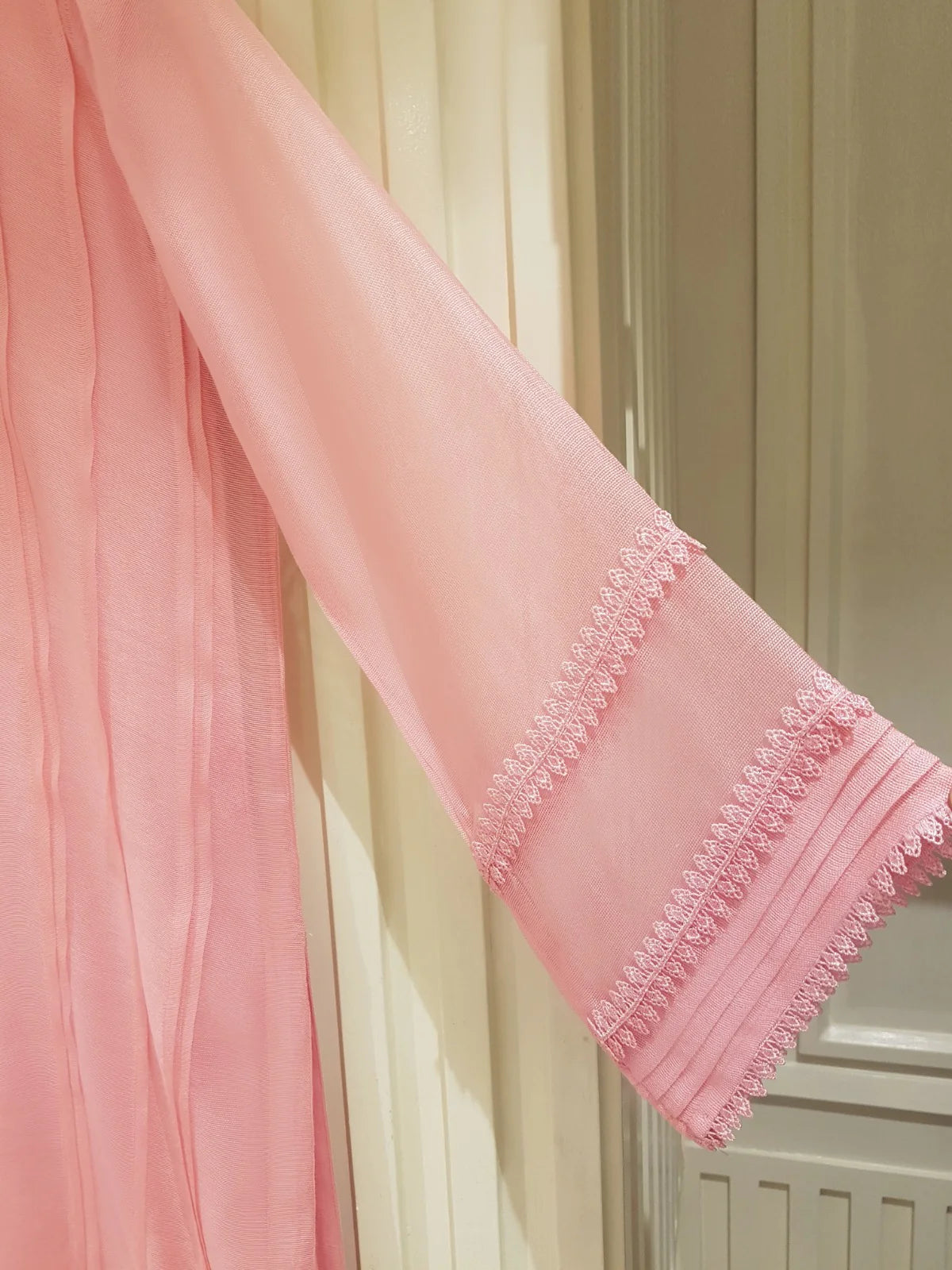 Pink Embroidered Cotton Net Suit