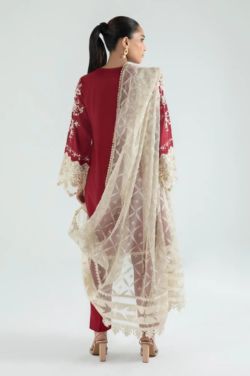 Red Embroidered Messori Lawn Suit