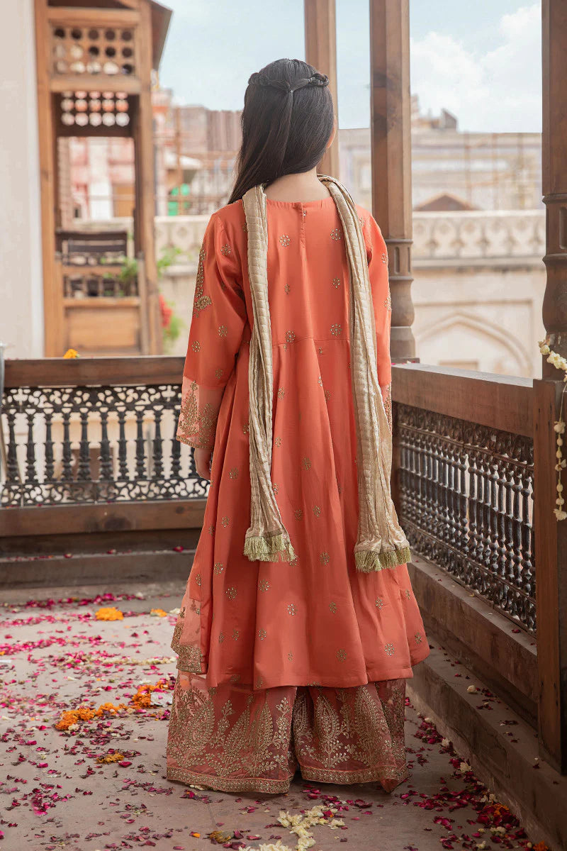 Peach Embroidered Frock