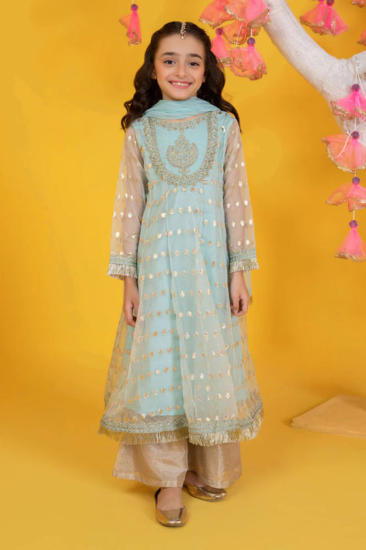 Blue Froak Suit with Chiffon Dupatta