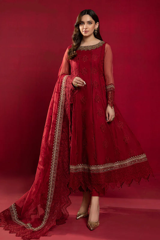 Red Schiffli Panelled Frock
