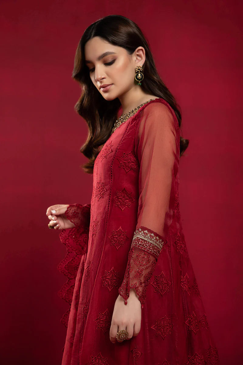 Red Schiffli Panelled Frock