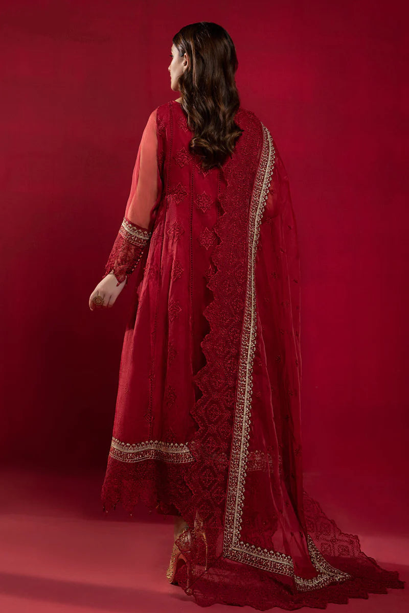Red Schiffli Panelled Frock