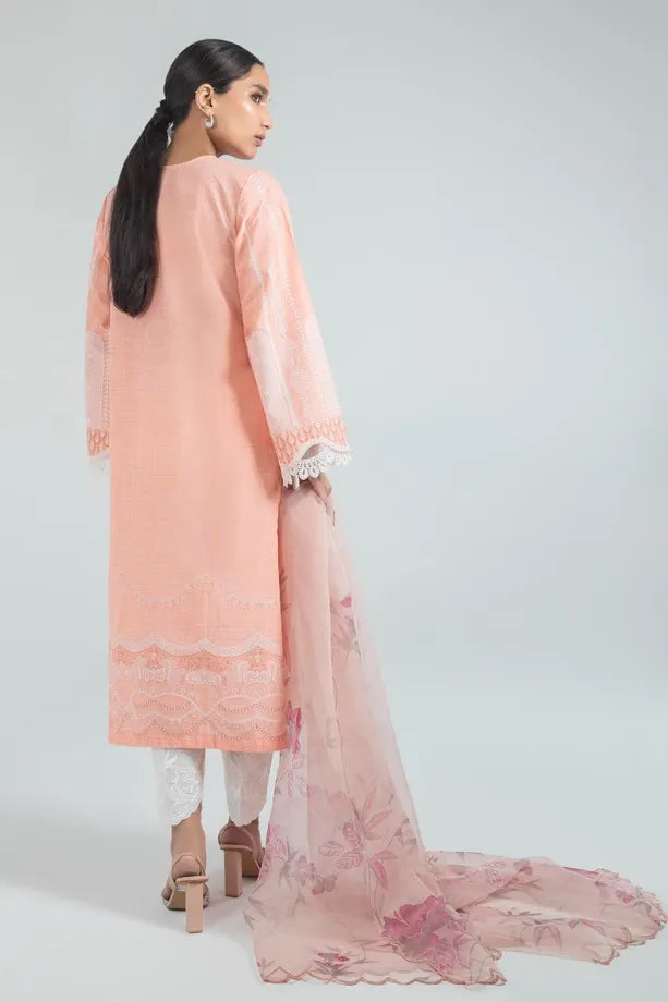 Peach Lawn Suit