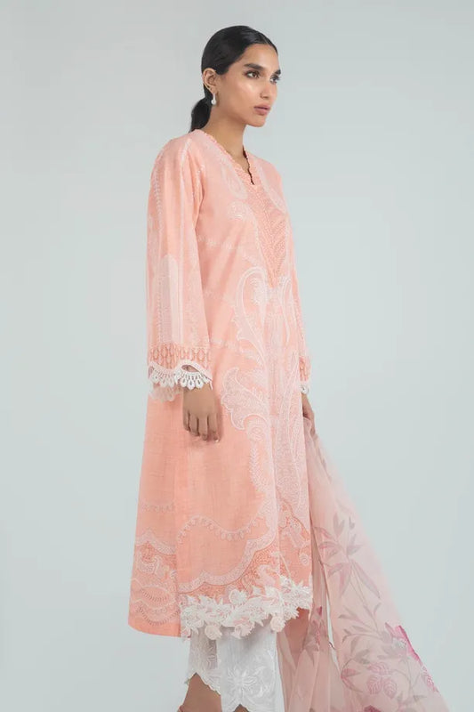 Peach Lawn Suit